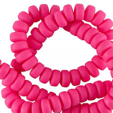 Polymer beads rondelle 7mm - Neon pink